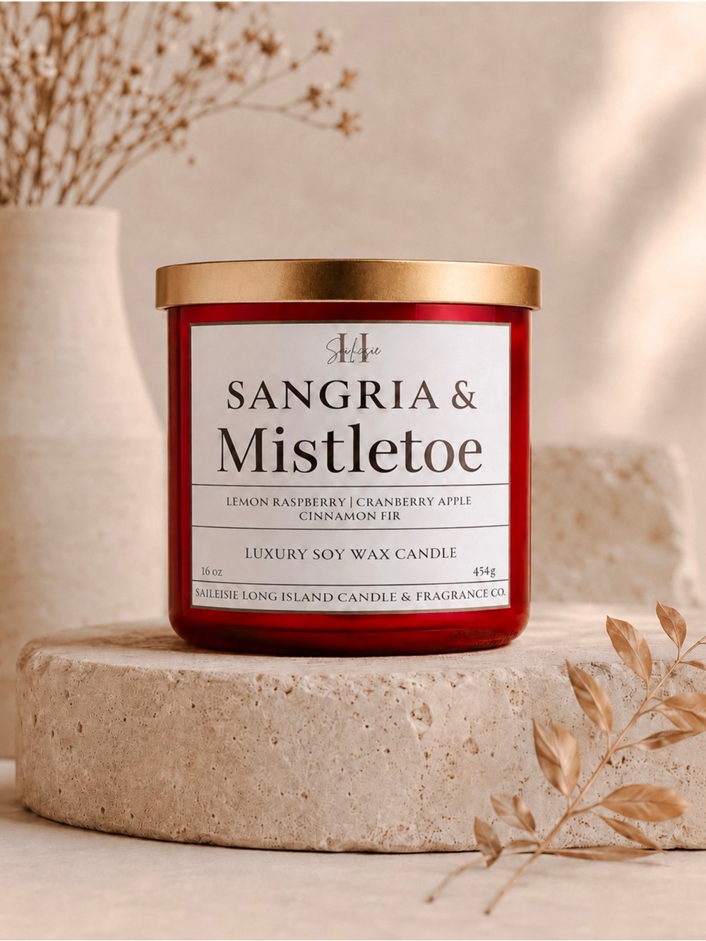 Sangria & Mistletoe | Luxury Soy Wax Candle | Holiday Collection | 16 oz (454 g)